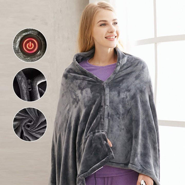 USB Heated Fleece Shoulder Scarf Blanket with Three Heat Levels | Fleece Heated Scarf for Shoulders | Heated Blankets