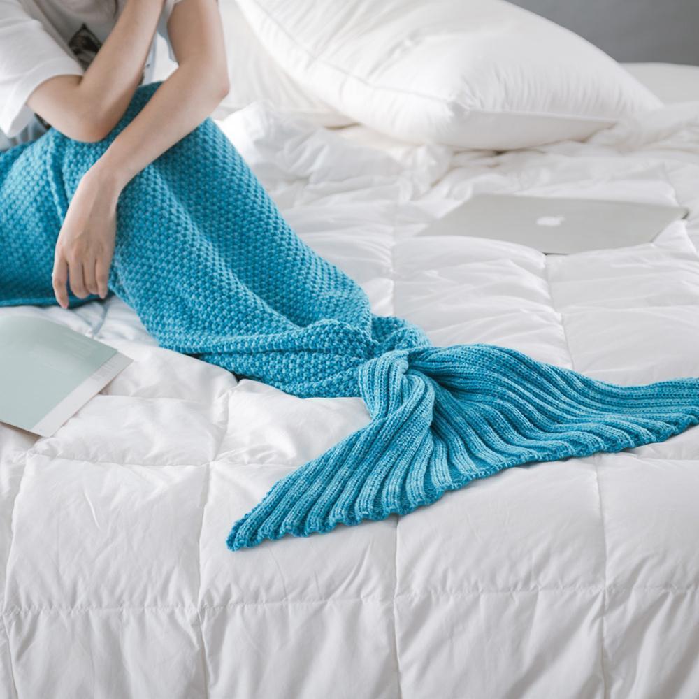 Crocheted Mermaid Tail Blanket in Soft Cotton Blend, Child and Adult | Snuggly Mermaid Tail Crochet | Throw Blankets