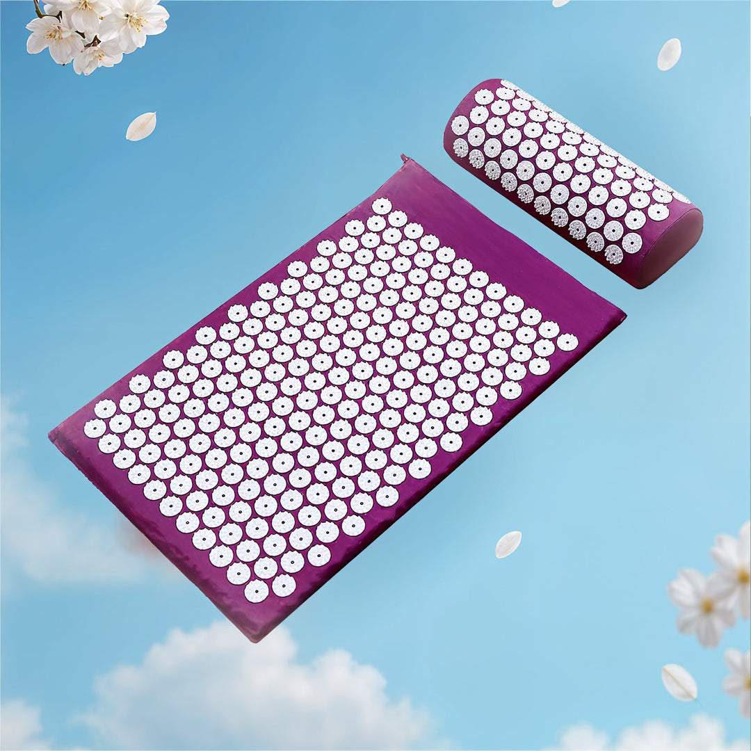 Acupressure Mat and Pillow Set for Relaxation, in Purple, Green or Black | Calming Pressure-Point Mat Set | Acupressure Mats