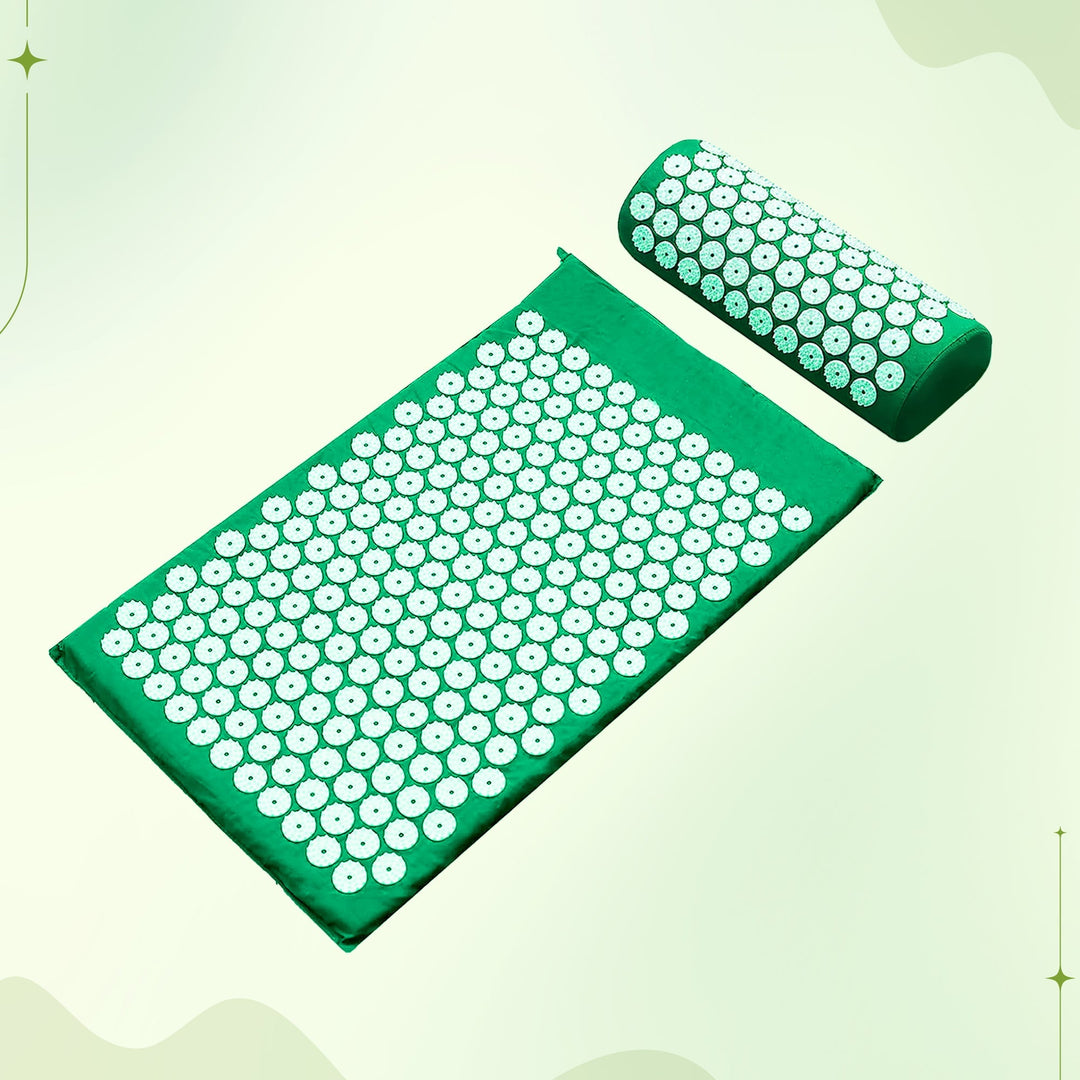 Acupressure Mat and Pillow Set for Relaxation, in Purple, Green or Black | Calming Pressure-Point Mat Set | Acupressure Mats