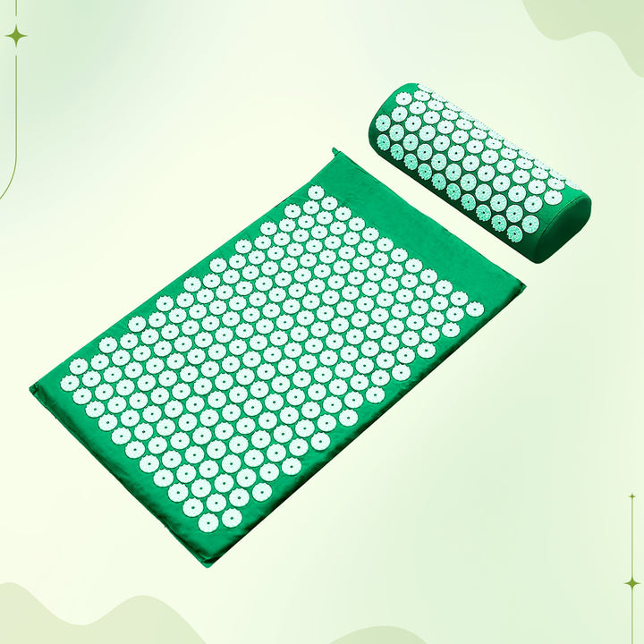 Acupressure Mat and Pillow Set for Relaxation, in Purple, Green or Black | Calming Pressure-Point Mat Set | Acupressure Mats