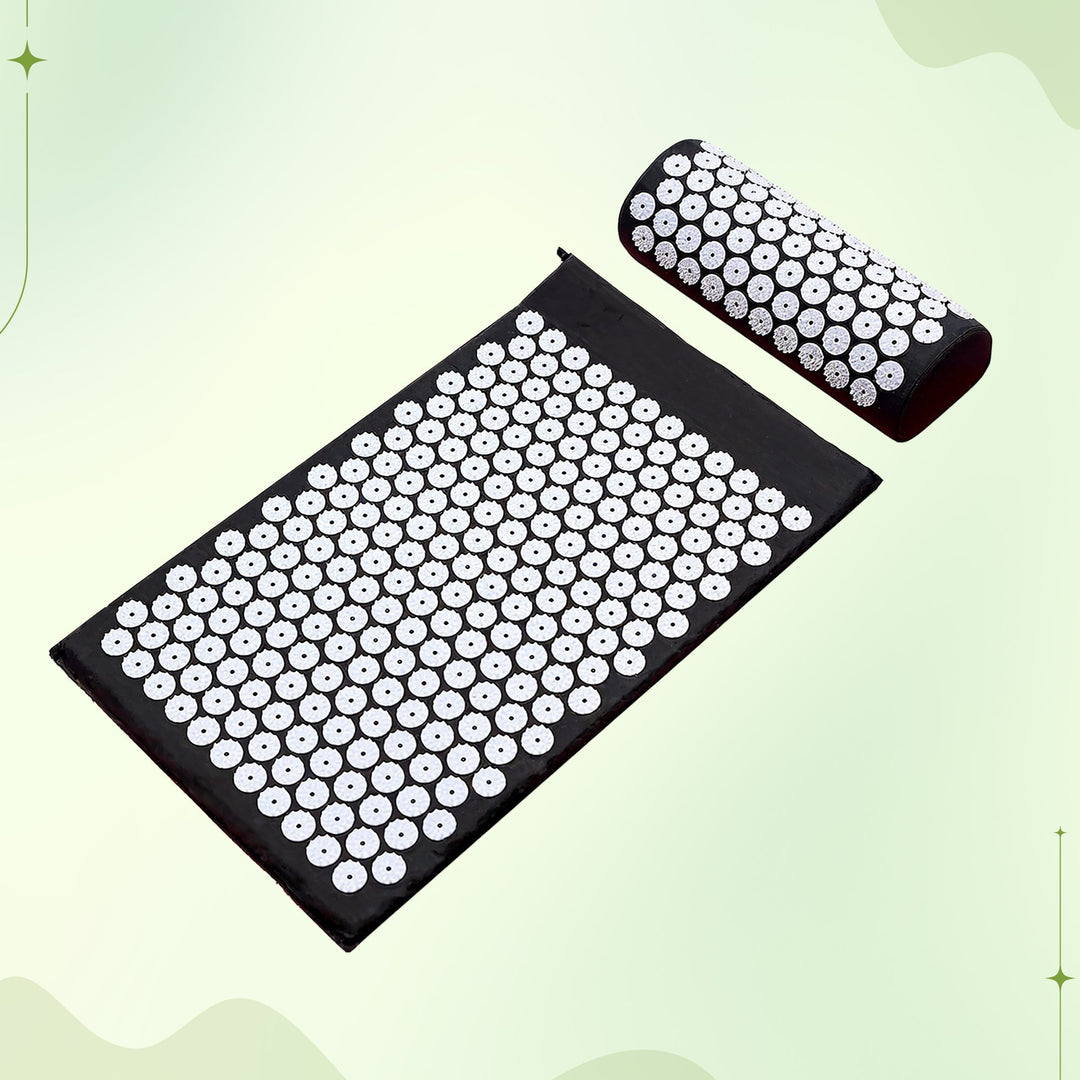 Acupressure Mat and Pillow Set for Relaxation, in Purple, Green or Black | Calming Pressure-Point Mat Set | Acupressure Mats