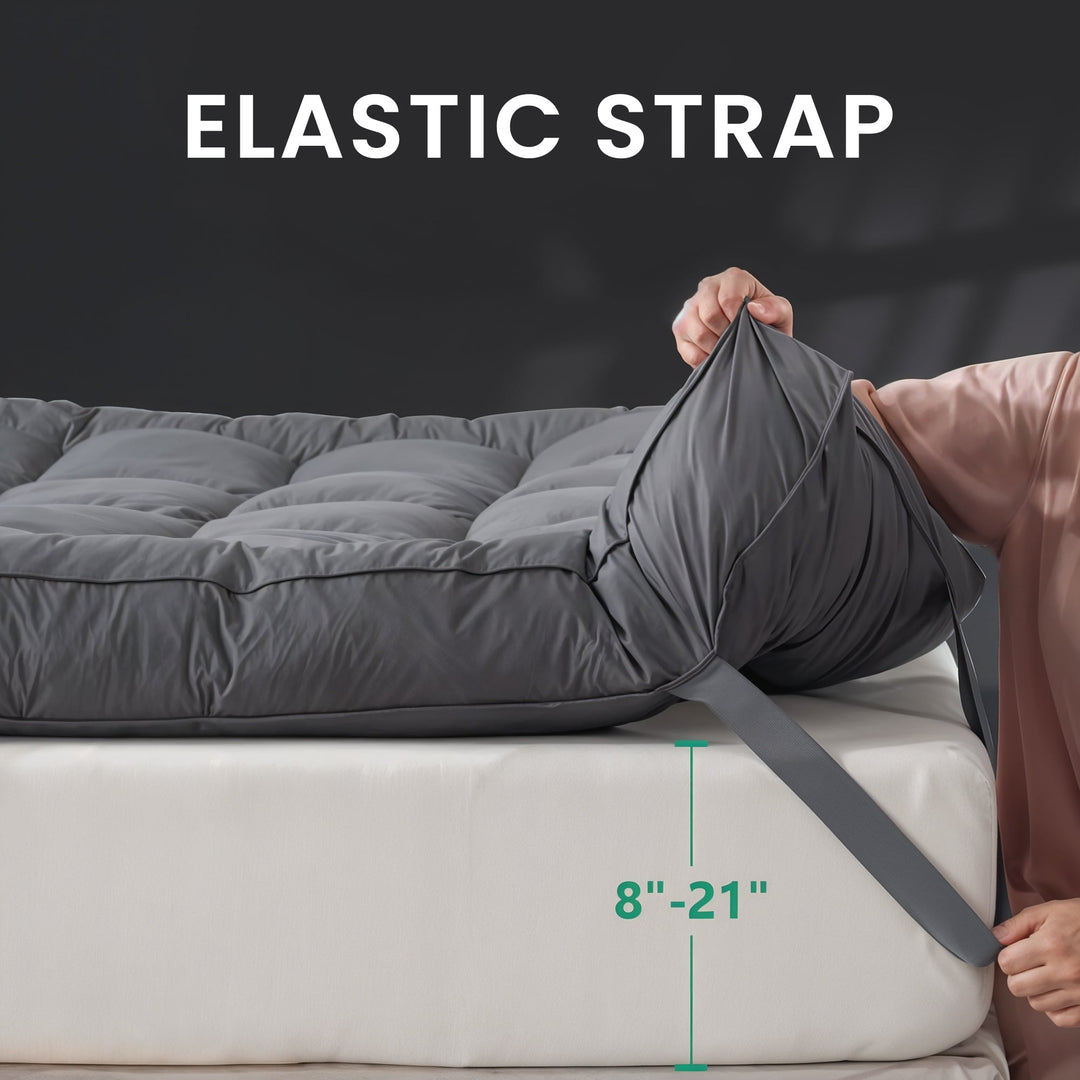 Plush Dacron Mattress Topper with Deep Pocket Fit in Five Sizes | Plush Comfort Layer for Your Mattress | Mattress Toppers