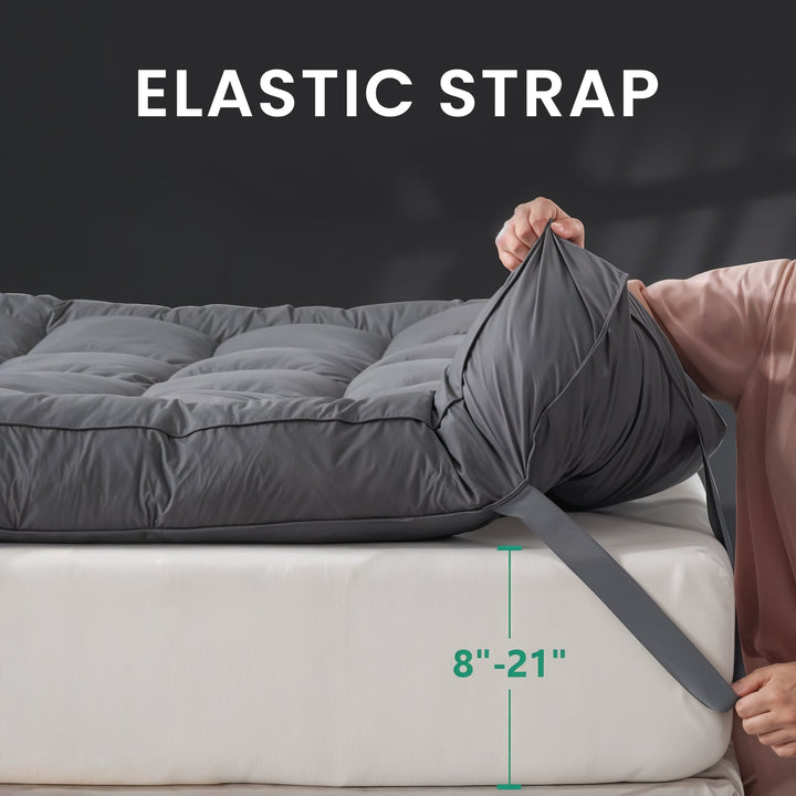 Plush Dacron Mattress Topper with Deep Pocket Fit in Five Sizes | Plush Comfort Layer for Your Mattress | Mattress Toppers