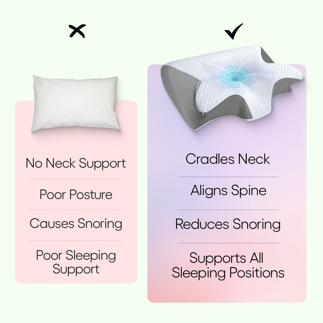 Butterfly Memory Foam Pillow with Armrests for Side and Back Sleepers | Armrests Give Shoulders a Rest | Bed Pillows