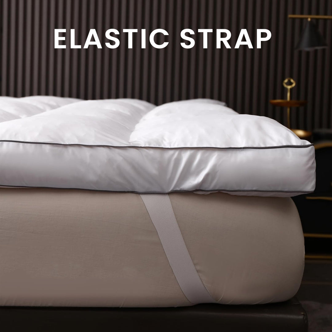 Plush Dacron Mattress Topper with Deep Pocket Fit in Five Sizes | Plush Comfort Layer for Your Mattress | Mattress Toppers
