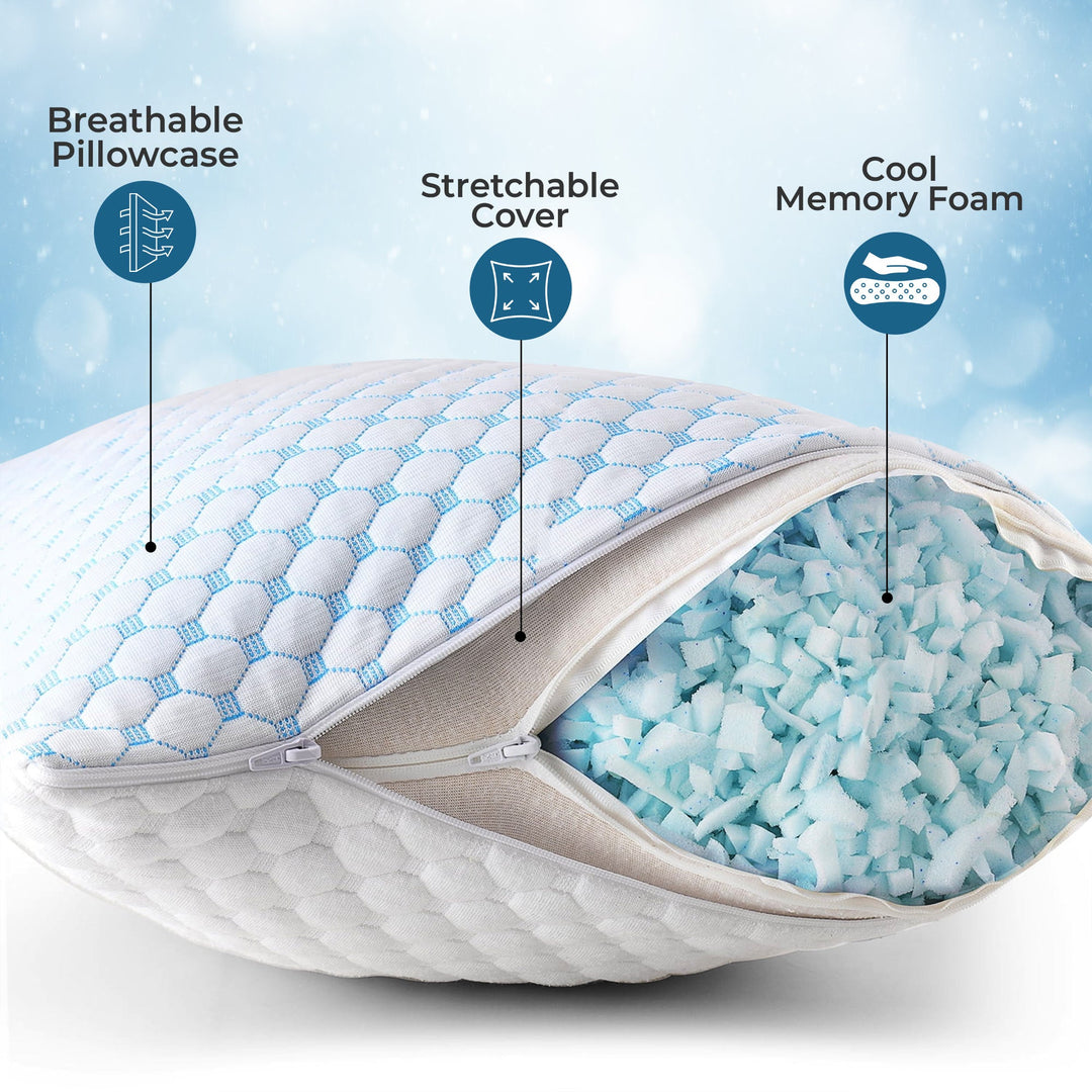 Cooling Pillow and Breathable Cooling Pillowcase Set in Four Colours | Cool Pillow and Case Bundle | Cooling Pillows