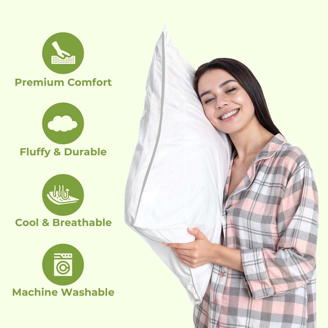 Hotel Bed Pillow with Down Alternative and Goose Feather-Style Fill | Cloud-Soft Hotel Cooling Pillow | Bed Pillows