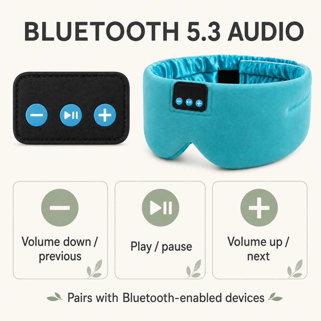 Bluetooth Sleep Mask with Headphones, Silk Lining and USB-C Charging | Silky Sleep Mask with Audio | Sleep Masks