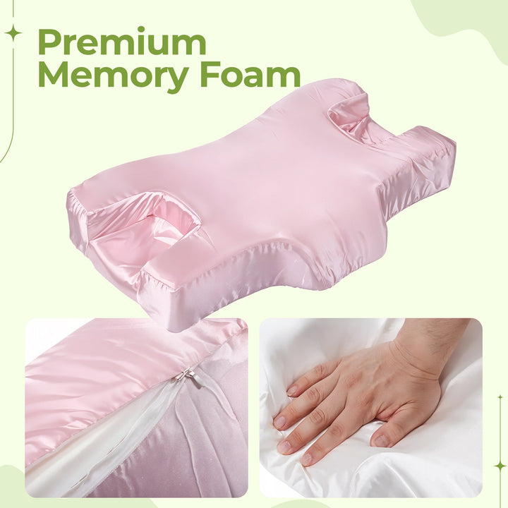 2-in-1 Memory Foam Beauty Pillow with Satin Pillowcase in Three Colours | Smooth Satin and Neck Support | Bed Pillows