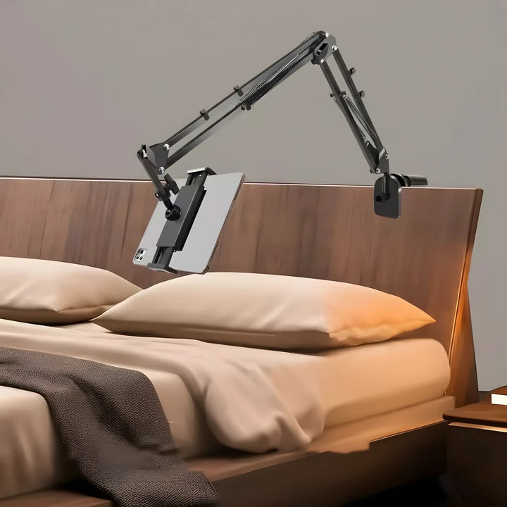 Rotatable Long Arm Tablet Holder with Metal Clamp for Bed and Desk | Hands Free Screen Positioning | Tablet Holders