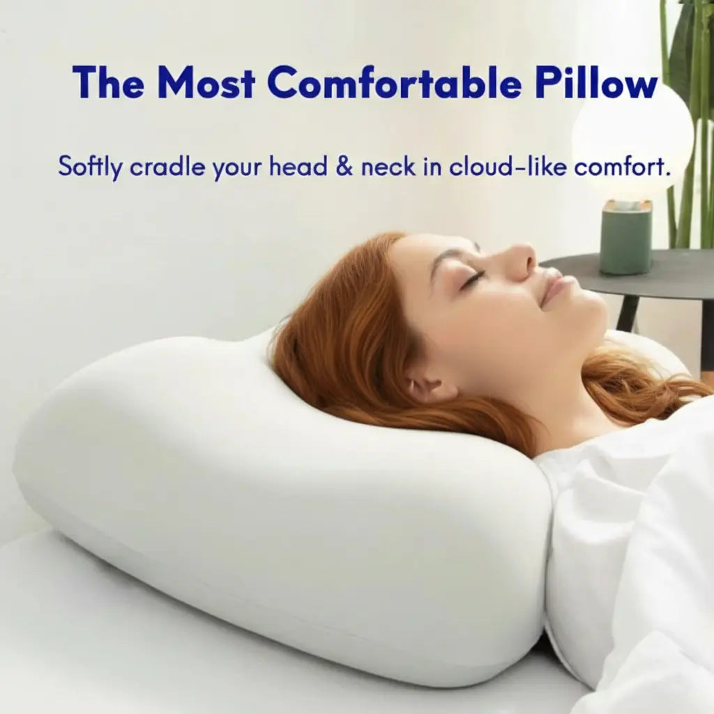Contoured Memory Foam Neck Support Pillow for Side and Back | Steady Neck Support Overnight | Bed Pillows