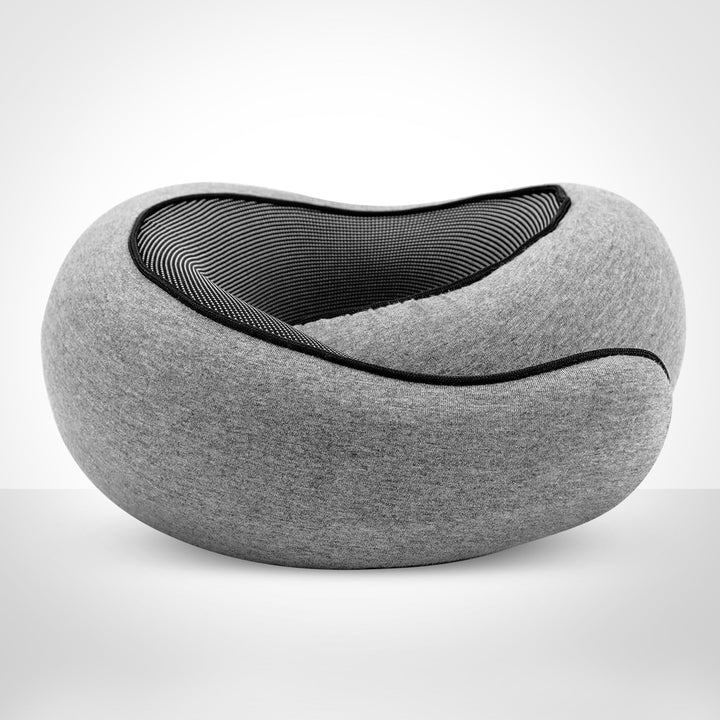 Memory Foam Travel Neck Pillow with Snap Closure and Free Eye Mask | Secure Neck Support With Travel Extras | Travel Pillows