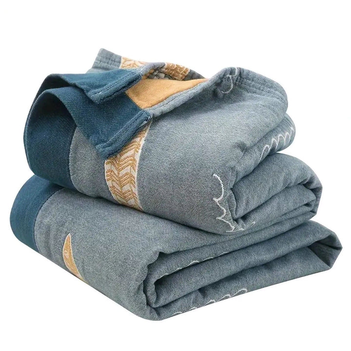 Golden Fish Reversible Cotton Gauze Blanket, Jacquard Weave | Playful Golden Fish on Soft Gauze | Throw Blankets
