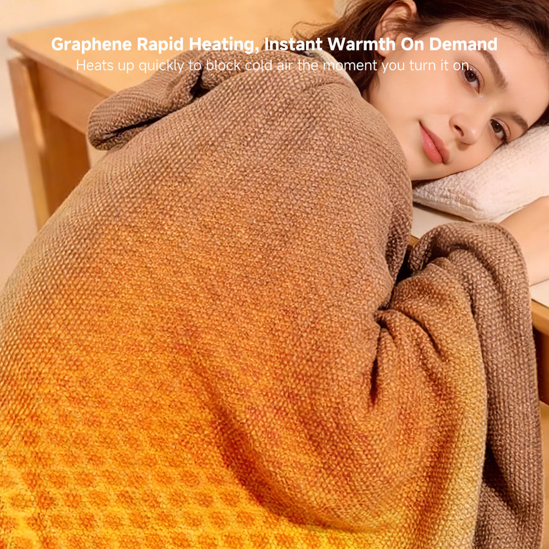 Graphene Heated Hooded Shawl, USB Powered with 15-Second Heat-Up | Graphene Heat That Warms Fast | Heated Blankets