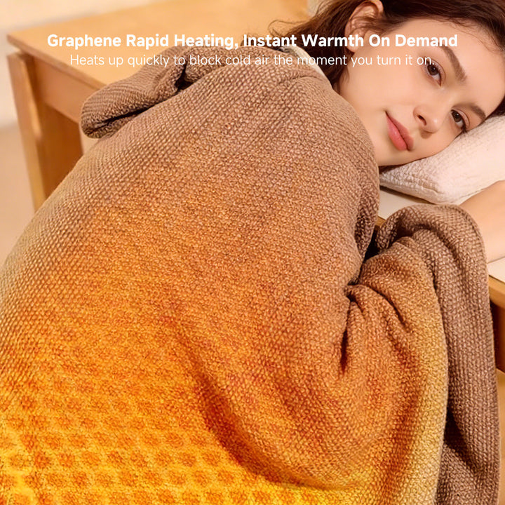 Graphene Heated Hooded Shawl, USB Powered with 15-Second Heat-Up | Graphene Heat That Warms Fast | Heated Blankets