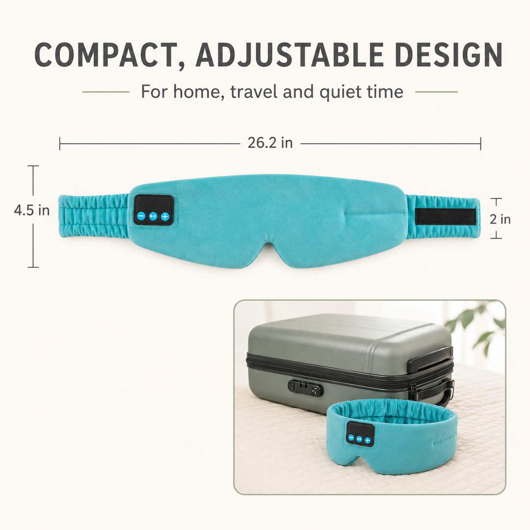 Bluetooth Sleep Mask with Headphones, Silk Lining and USB-C Charging | Silky Sleep Mask with Audio | Sleep Masks