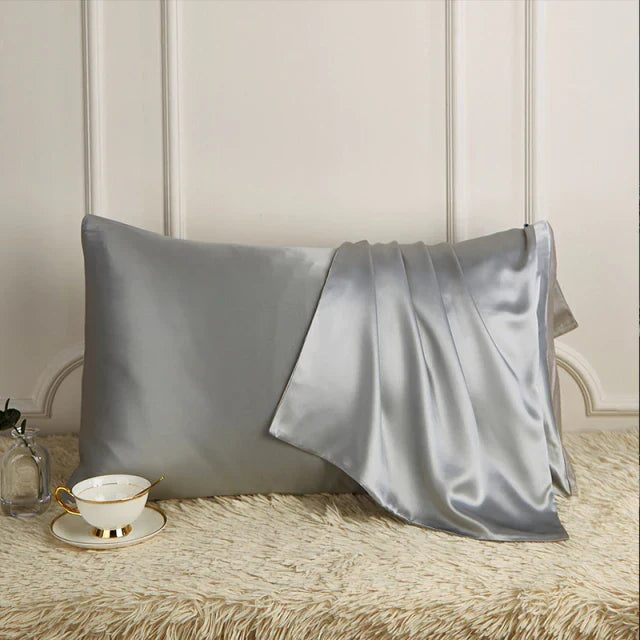 King Size Silk Pillowcase for Smooth Hair and Skin in Silver | Smooth Silk for Hair and Skin Comfort | Pillowcases