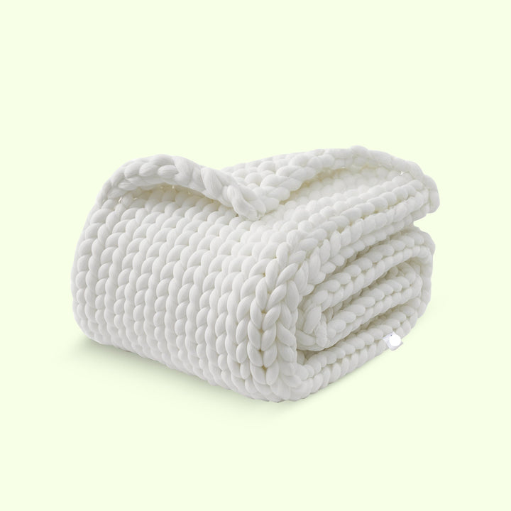 Handwoven-Style Chunky Knit Throw Blanket in Cream, Grey or White | Chunky Knit Texture for Cosy Nights | Throw Blankets
