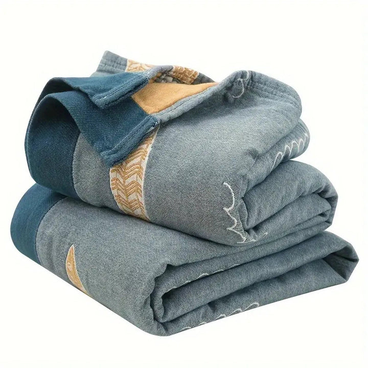 Golden Fish Reversible Cotton Gauze Blanket, Jacquard Weave | Playful Golden Fish on Soft Gauze | Throw Blankets
