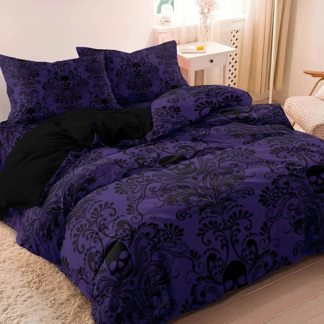 Gothic Print Duvet Set with Dark 3D Pattern and 2 Pillow Shams | Gothic 3D Print Duvet Set | Duvet Sets