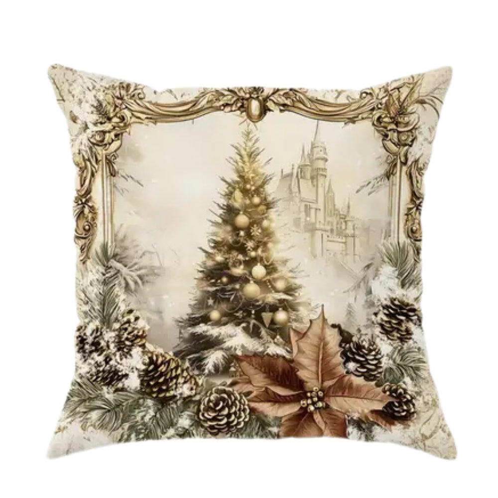 Golden Velvet Christmas Cushion Covers, 18 Inch with Zipper | Festive Gold Velvet Cushion Covers | Cushion Covers