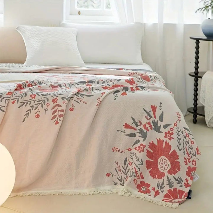 Versailles-Inspired Reversible Floral Cotton Blanket in Two Sizes | Palace Florals, Reversible | Throw Blankets