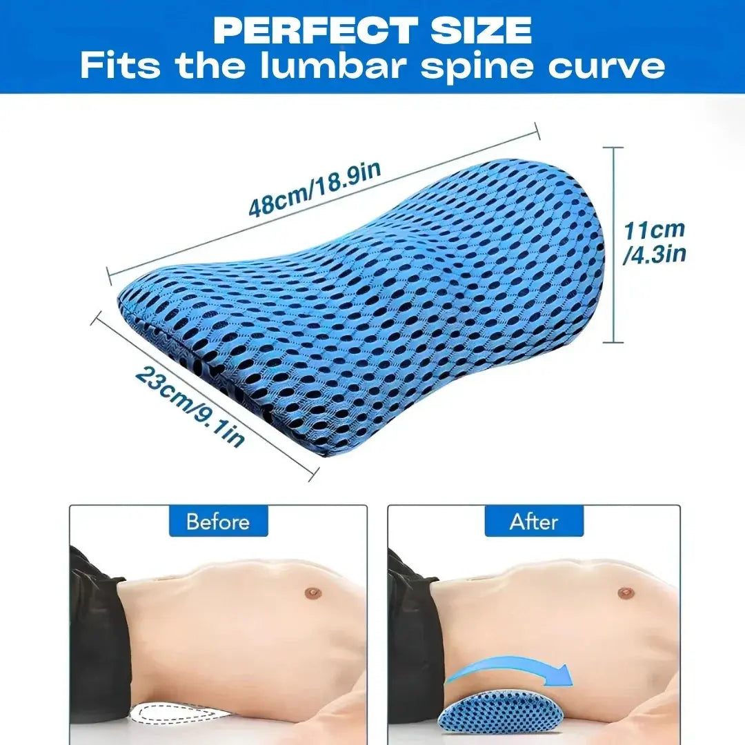 Portable Memory Foam Lumbar Pillow with 4D Mesh Cover | Easy Back Support to Carry Around | Lumbar Pillows
