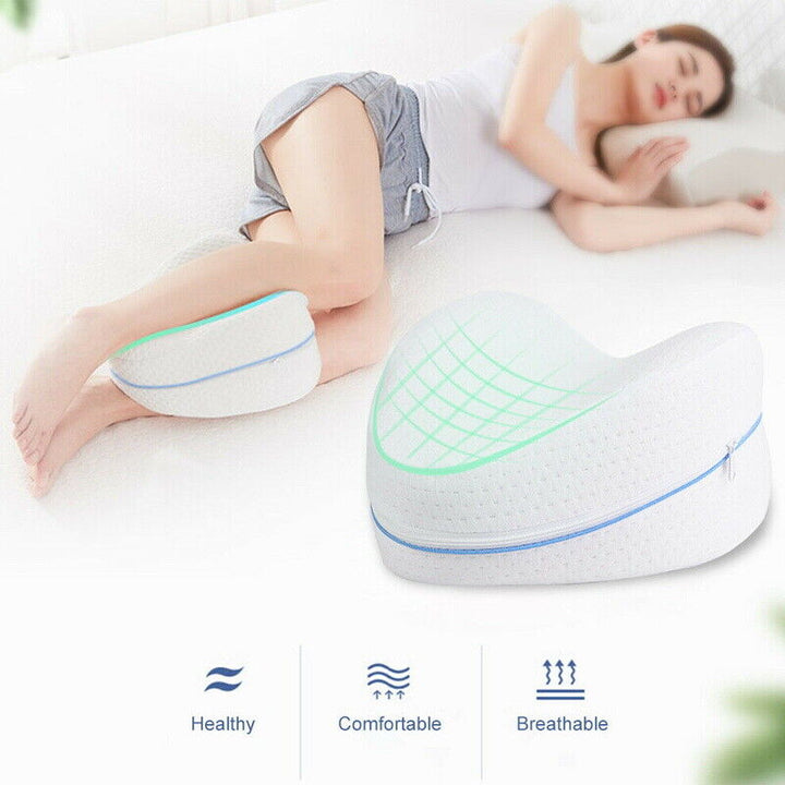 Ventilated Memory Foam Knee Pillow for Side Sleepers with Hip Alignment Wedge | Aligned Hips, Ventilated Foam | Knee Pillows