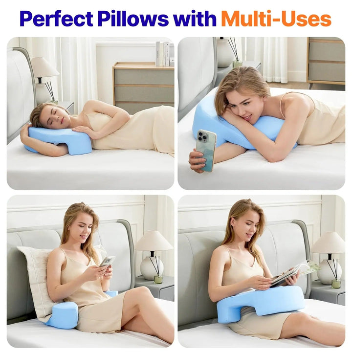 Plush Arm Pillow for Sleeping and Reading with Side Wings | Upright Comfort with Arm Support | Wedge Pillows
