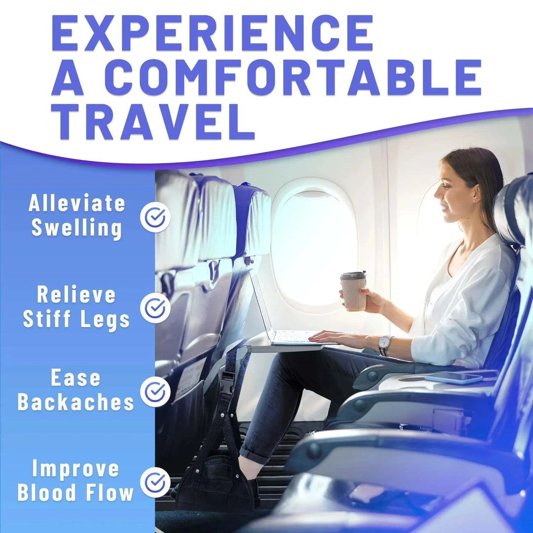 Airplane Foot Hammock with Adjustable Straps for Flights, Trains and Buses | Foot Rest Hammock for Long Trips | Travel Accessories