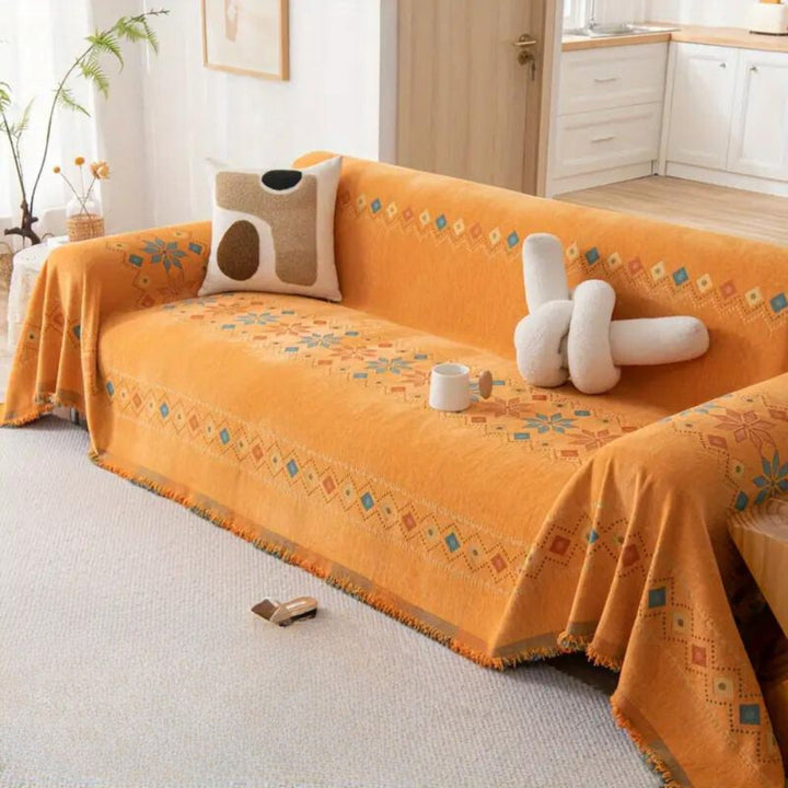Boho Chenille Sofa Cover With Tassels in Four Sizes | Boho Chenille for Chairs to Sofas | Sofa Covers