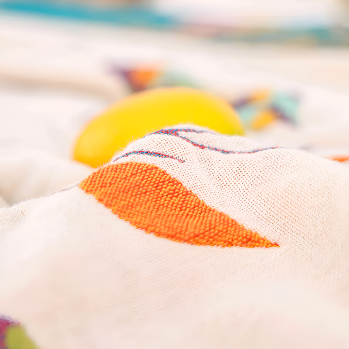 Whimsical Bird Cotton Tassel Blanket, Queen Size | Woven Bird Pattern with Fringe | Throw Blankets