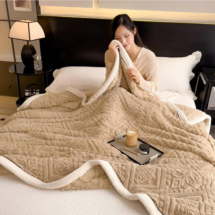 Mandala Carved Velvet Sherpa Blanket for Year-Round Warmth | Carved Mandala, Sherpa Backing | Throw Blankets