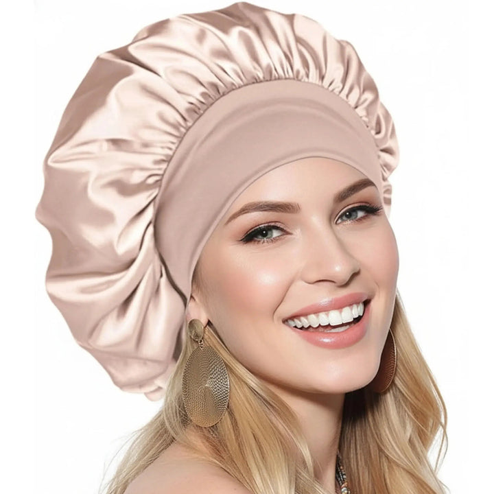 Double Layer Satin Sleep Bonnet with Soft Elastic Band and Wide Brim | Smoother Hair by Morning | Sleep Bonnets