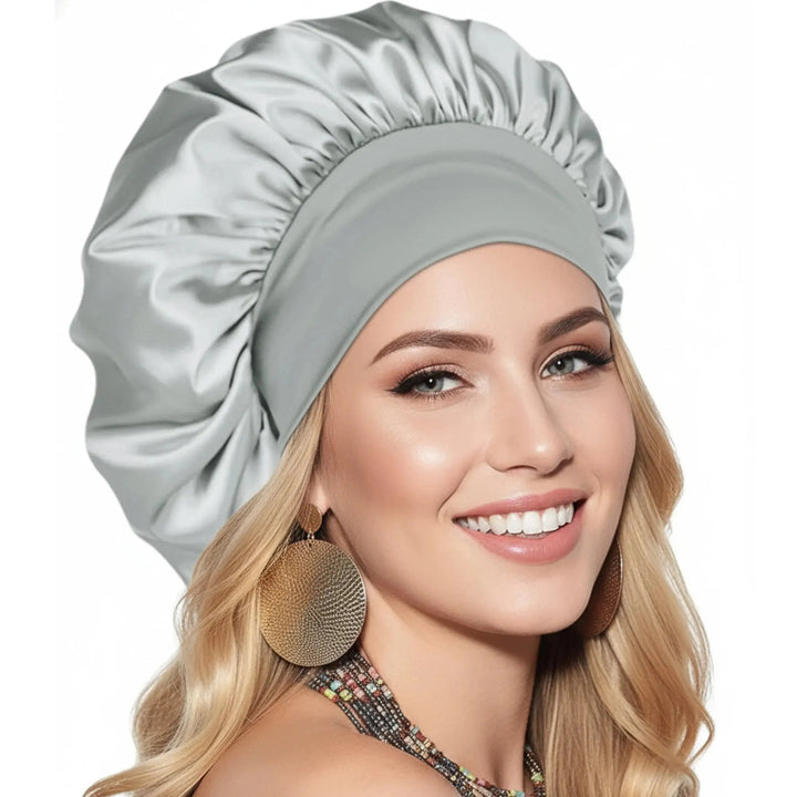 Double Layer Satin Sleep Bonnet with Soft Elastic Band and Wide Brim | Smoother Hair by Morning | Sleep Bonnets