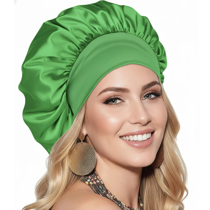 Double Layer Satin Sleep Bonnet with Soft Elastic Band and Wide Brim | Smoother Hair by Morning | Sleep Bonnets
