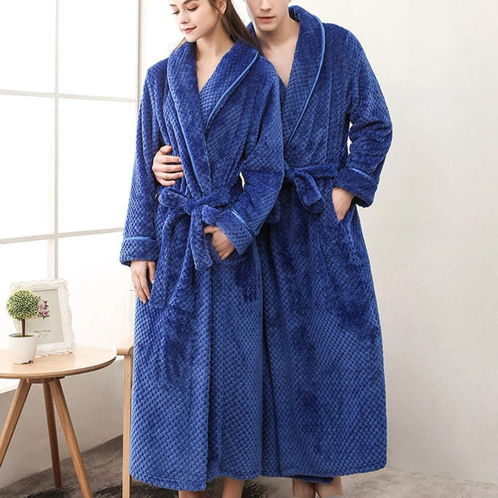 Unisex Fleece Winter Bathrobe with Pockets in Soft Plush Fabric | Warm Fleece for Cold Mornings | Robes