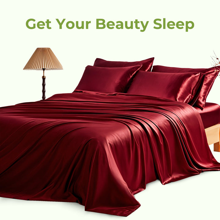 Satin Deep Pocket Bed Sheet Set in Five Rich Colours | Silky Satin Feel for Smoother Sleep | Bedding Sets