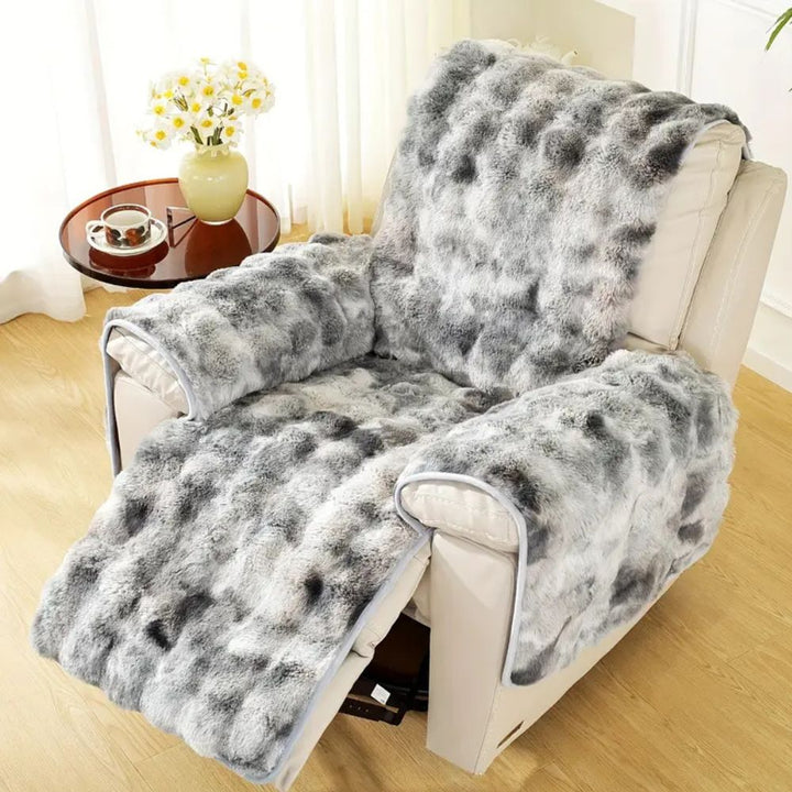 Plush Velvet Recliner Sofa Cover Set, Four Separate Pieces | Four-Piece Velvet Recliner Set | Recliner Covers