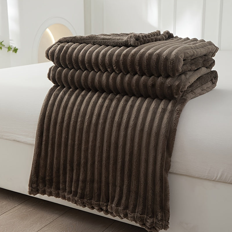 Soft Plush Ribbed Blanket for Couch and Bed Comfort | Ribbed Plush Warmth and Style | Throw Blankets