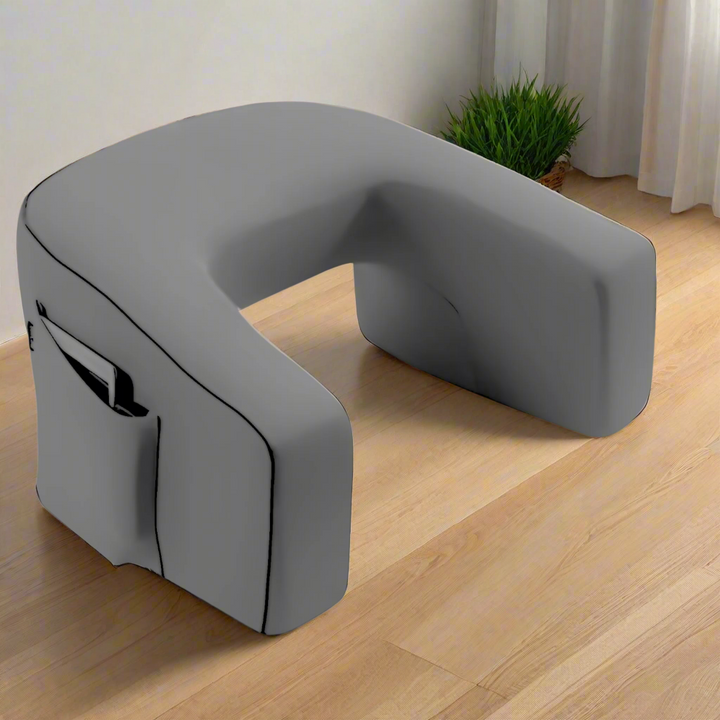 Ergonomic Lap Pillow with Armrests and Shredded Memory Foam in Grey | Armrest Lap Pillow for Lounging | Bed Pillows