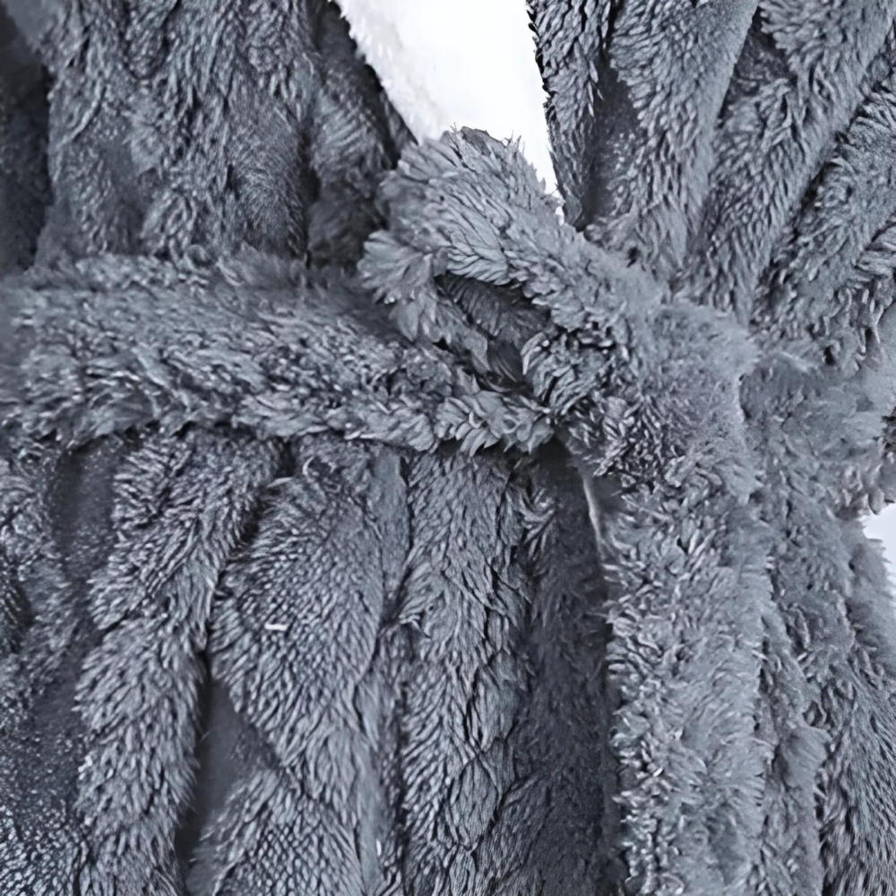 Long Plush Knitted Hooded Robe with Pockets in Soft Fleece | Cozy Hooded Warmth with Pockets | Robes