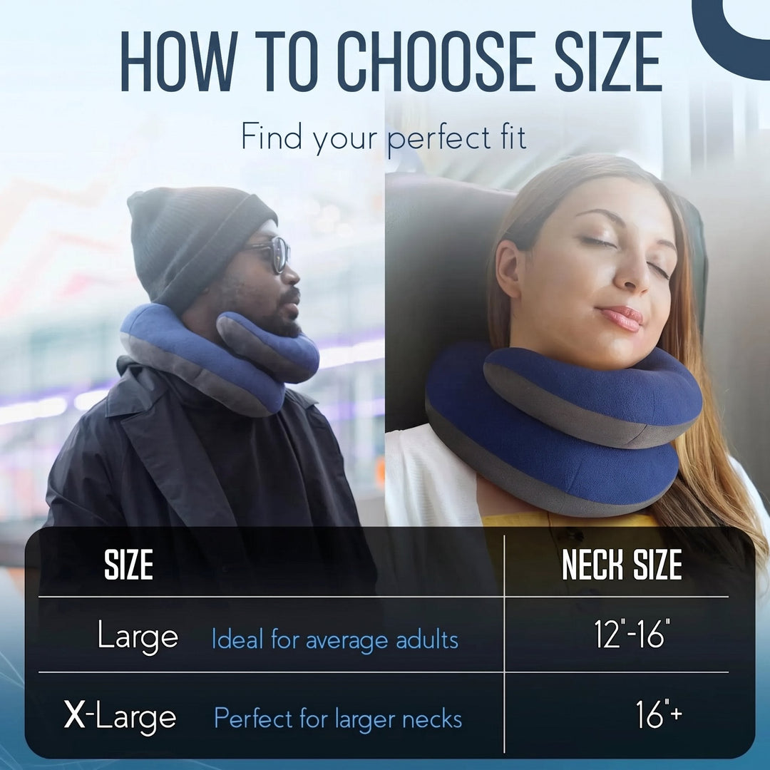 Double-Support Travel Neck Pillow with Chin Support and Carry Case | Head, Neck and Chin Support | Travel Pillows