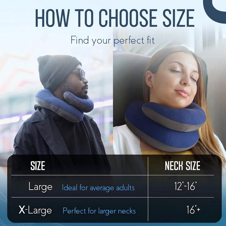 Double-Support Travel Neck Pillow with Chin Support and Carry Case | Head, Neck and Chin Support | Travel Pillows