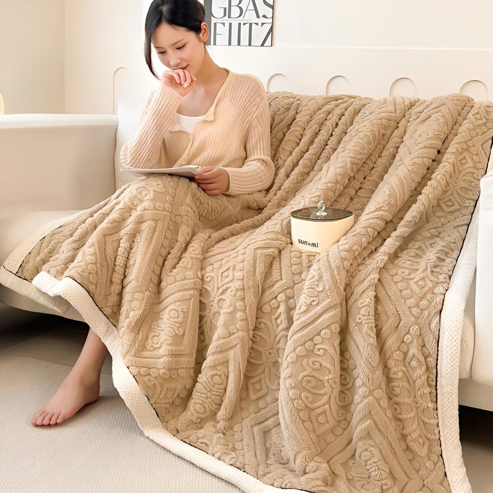Mandala Carved Velvet Sherpa Blanket for Year-Round Warmth | Carved Mandala, Sherpa Backing | Throw Blankets