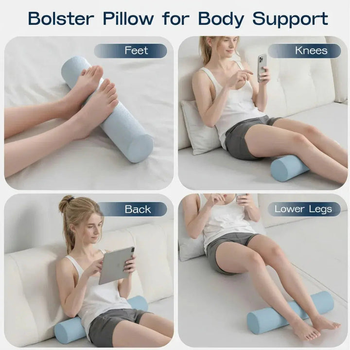 Cooling Memory Foam Roll Pillow with Cylindrical Support | Cylinder Support with a Cool-Touch Cover | Bed Pillows