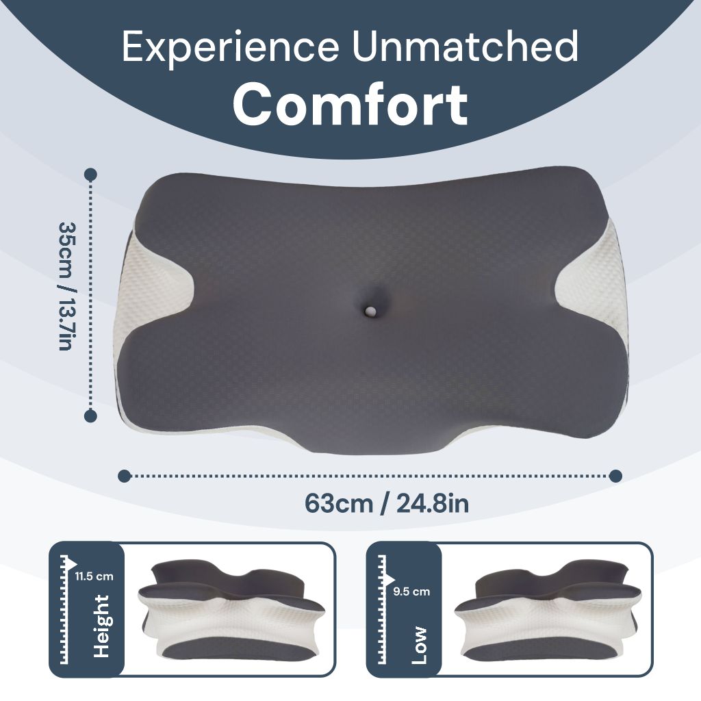 Cervical Pillow with Breathable Ice Silk Pillowcase Included | Cool Comfort From Head to Neck | Bed Pillows