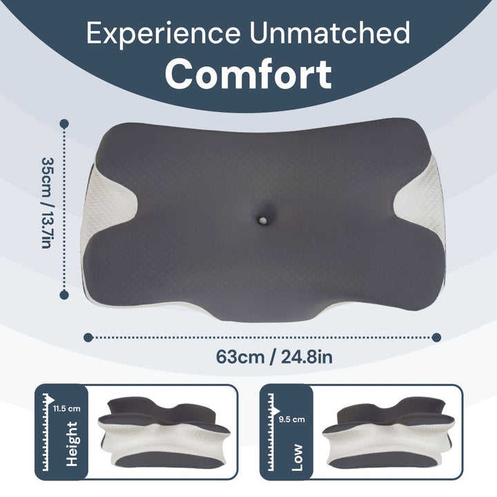 Cervical Pillow with Breathable Ice Silk Pillowcase Included | Cool Comfort From Head to Neck | Bed Pillows