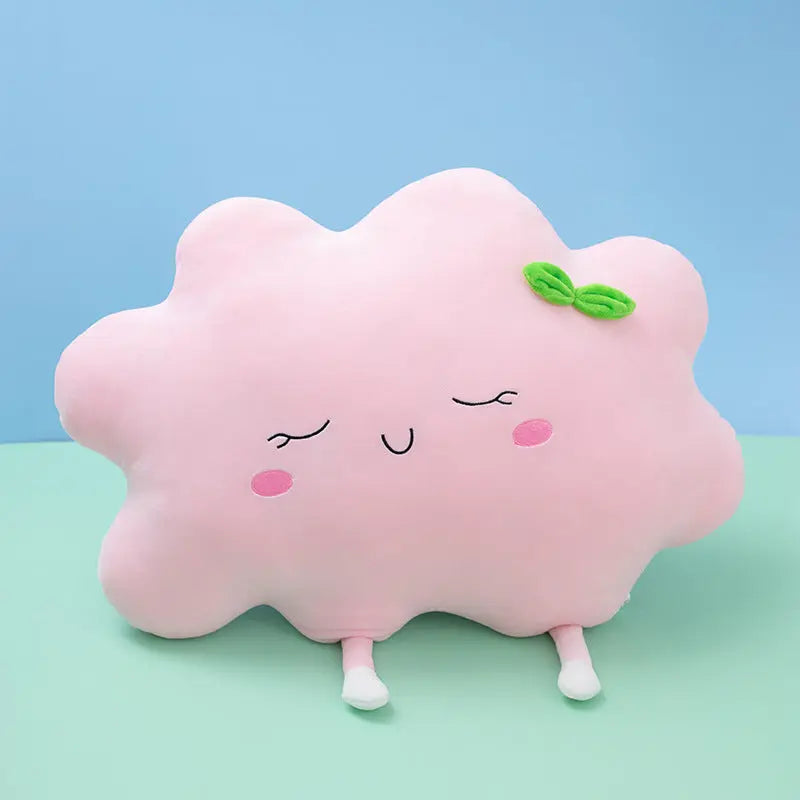 Sun and Cloud Plush Pillow with Embroidered Design for Sofa | Sunny Cloud Embroidered Cushion | Decorative Pillows
